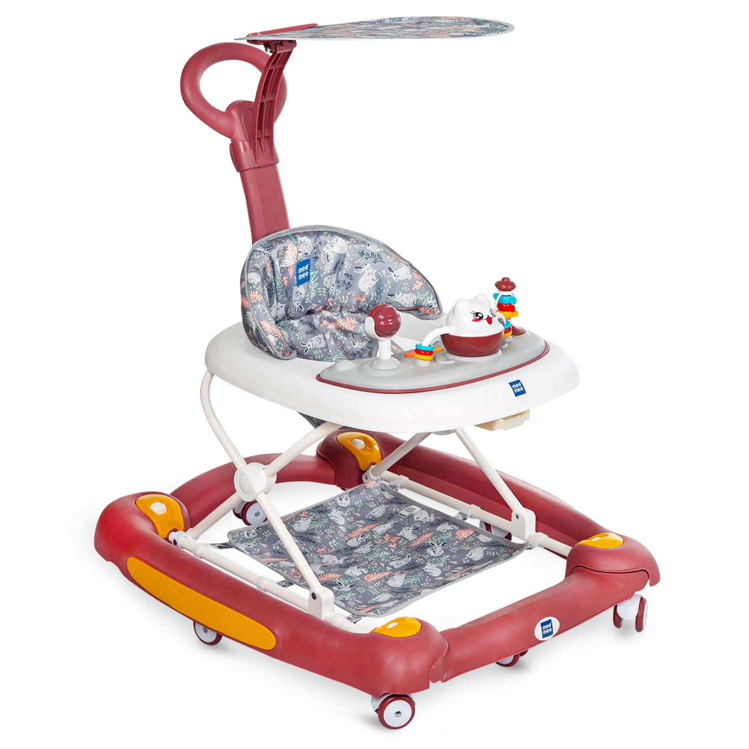 Baby walker with colorful design on a white background